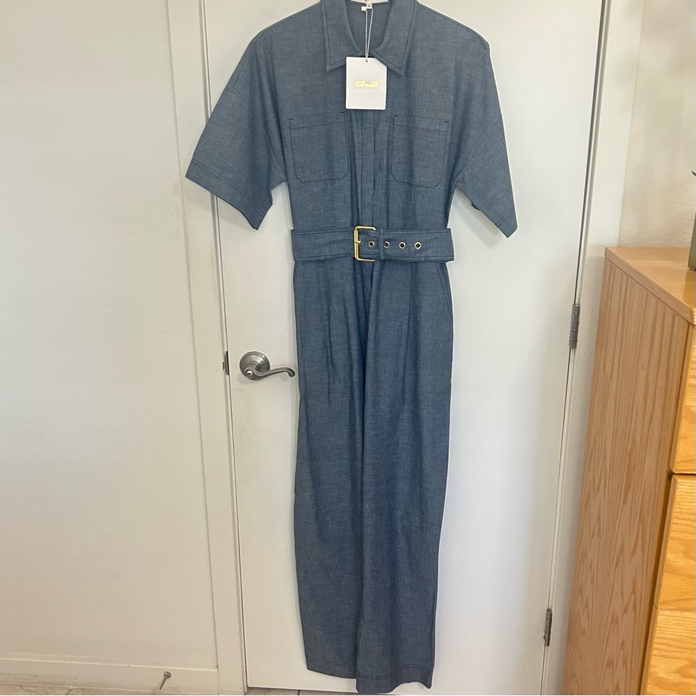 NWT Diane VonFurstenberg Jumpsuit Short Sleeve Light Indigo Color Sz: 10